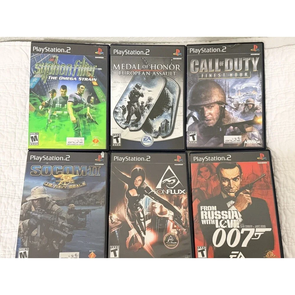 Playstation 2 lot of 6 games Eonflux, SOCOM II, Call of Duty, Medal of honor +